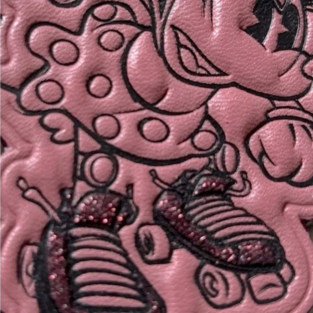 COACH X DISNEY MINNIE MOUSE ROLLER SKATING PINK BAG CHARM KEYCHAIN